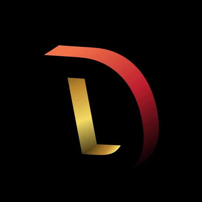 DigitaLee Marketing logo with a red and gold monogram on black