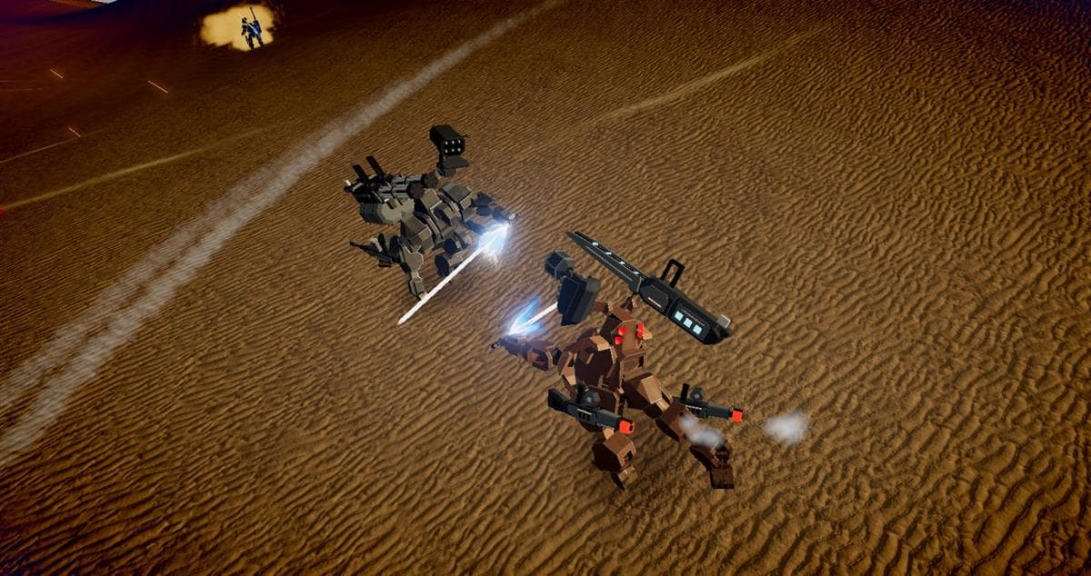 Aerial movement changes the angle of a close-range mech encounter.