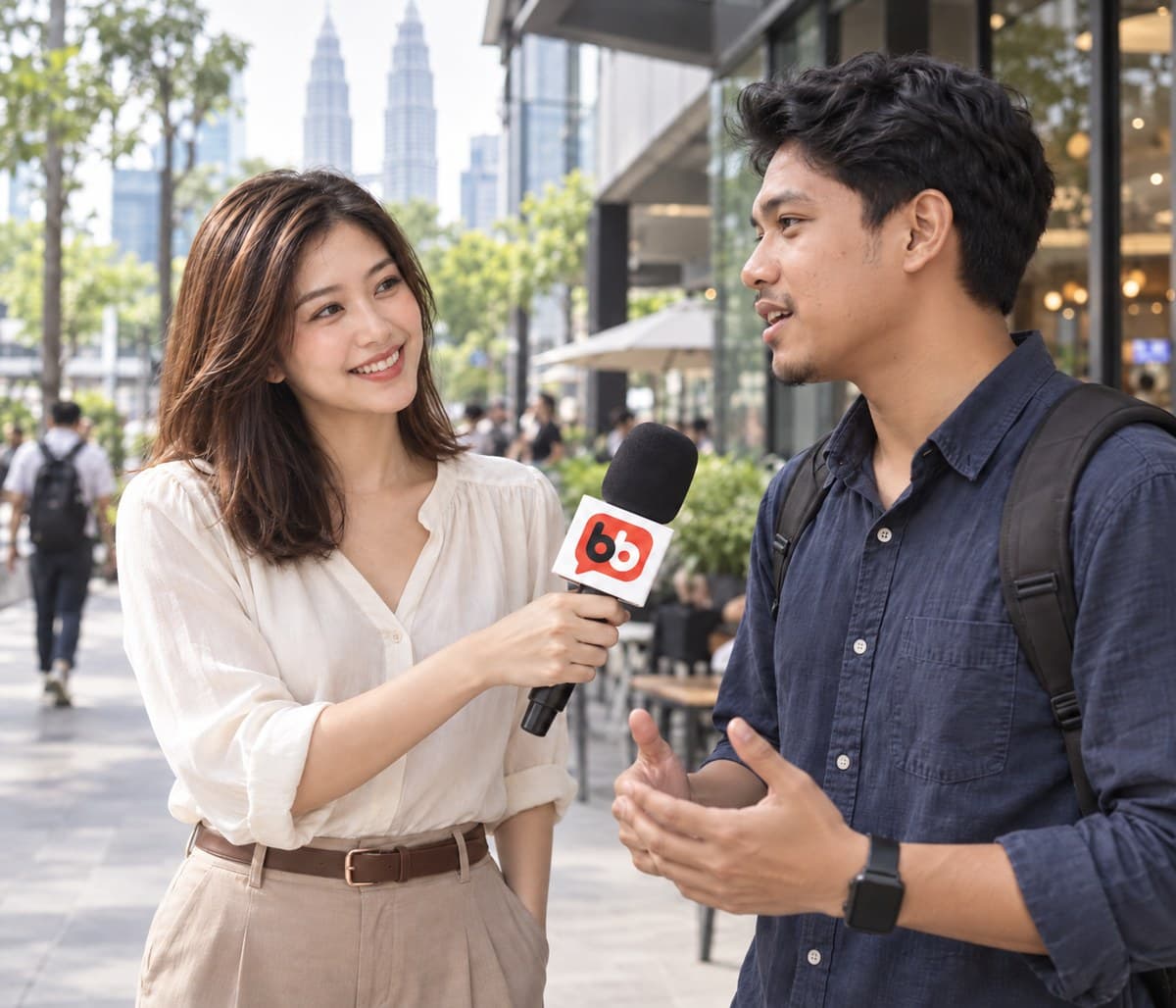 Supplied image of a Betul Betul street interview in Kuala Lumpur